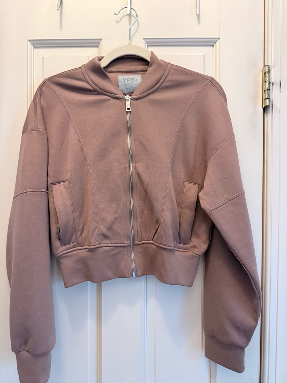 YPB by ABERCROMBIE Dusty Rose Zip-Front Bomber Sweatshirt